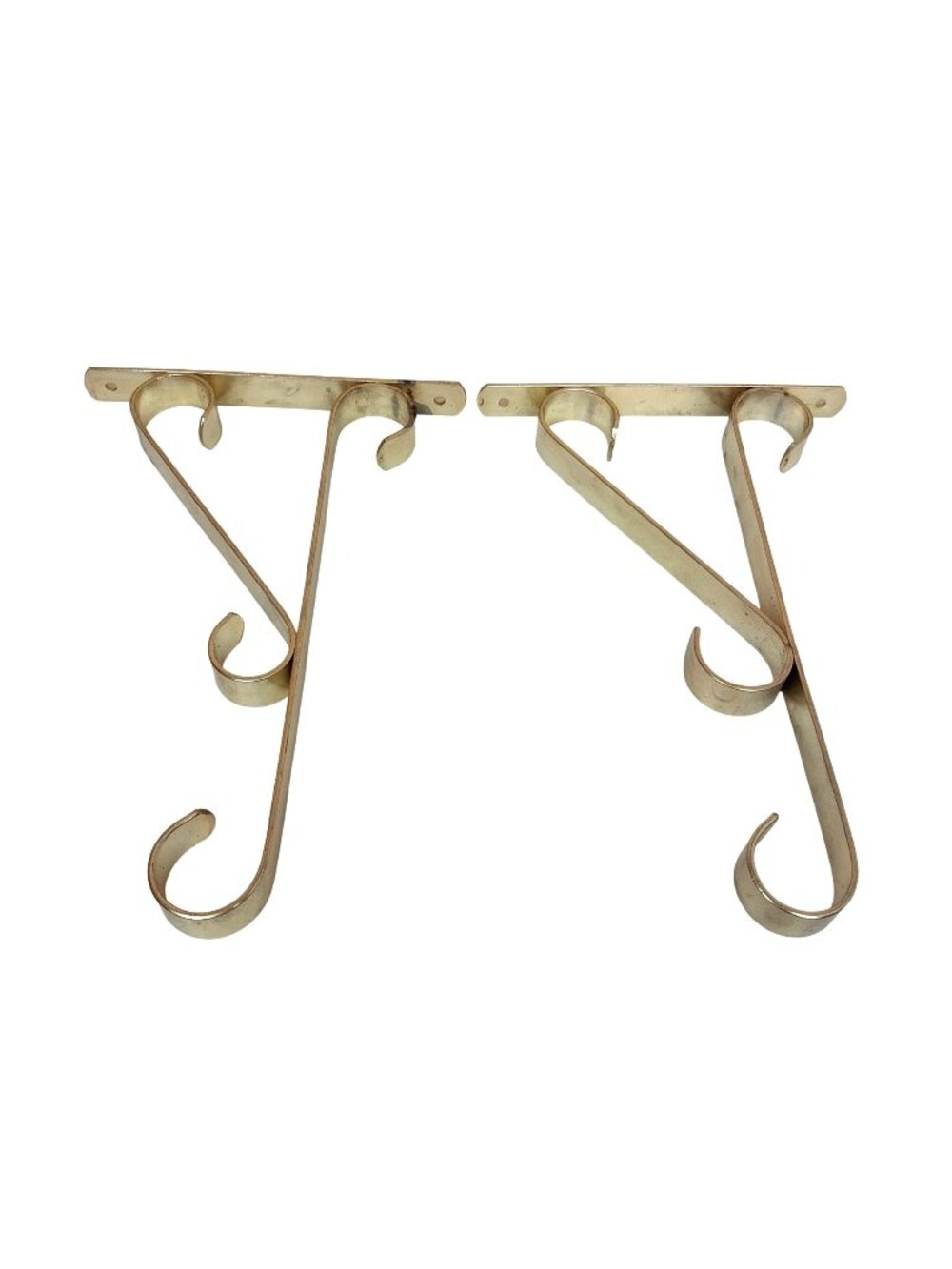 Vintage Metal Wall-Mounted Brackets Curved Hooks For Shelves Or Curtain Rods Pai
